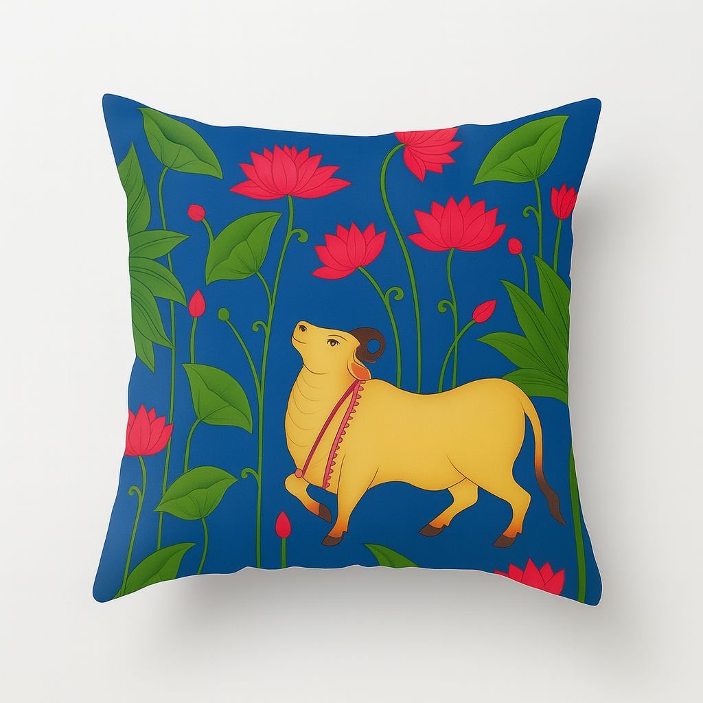 Lotus & Bull Motif Cushion Set